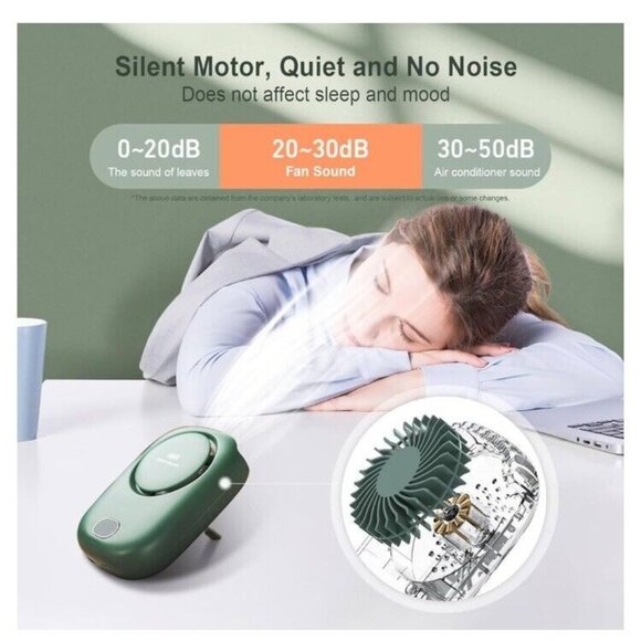 Mini Electric Portable Fan USB Charging Neck Hanging Bladeless Fan Green - Picture 6 of 6